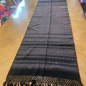New Handwoven Black & Rainbow Patterned shawl from Mexico